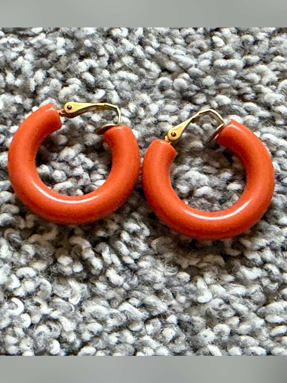 Orange Hoop Earrings - vintage mid-century Summer